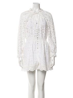 Zimmermann White Eyelet Lace Long-Sleeve Romper